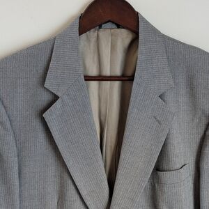 Stafford Men's Grey Pinstripe Suit Jacket Blazer Two-Button Professional 42L Lon